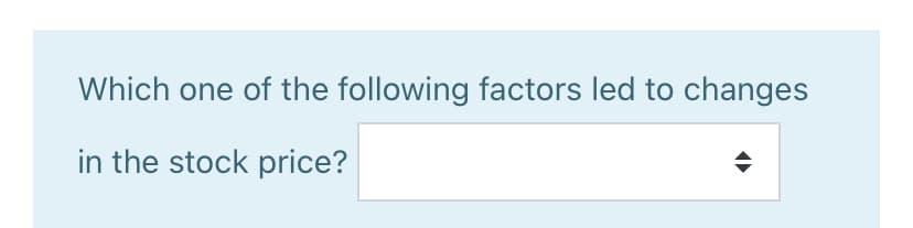 Which one of the following factors led to changes
in the stock price?
