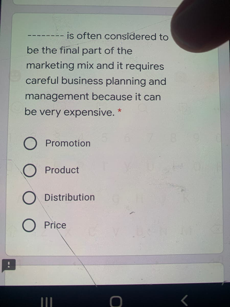 is often considered to
be the final part of the
marketing mix and it requires
careful business planning and
management because it can
be very expensive. *
9.
Promotion
Product
Distribution
Price
