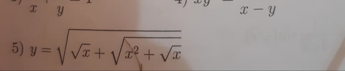 5) y = V V+
x² + Vx
