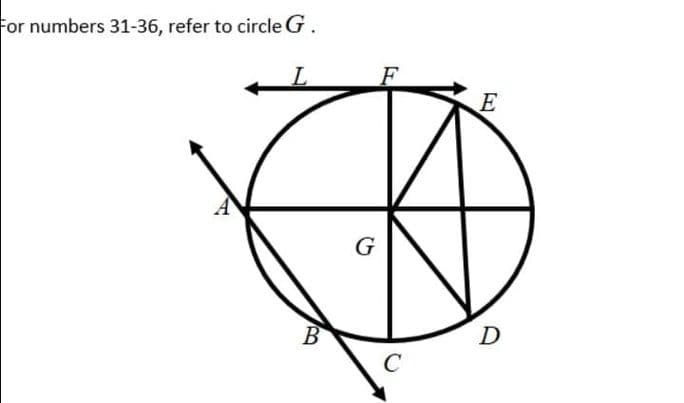 For numbers 31-36, refer to circle G.
G
В
D
C
