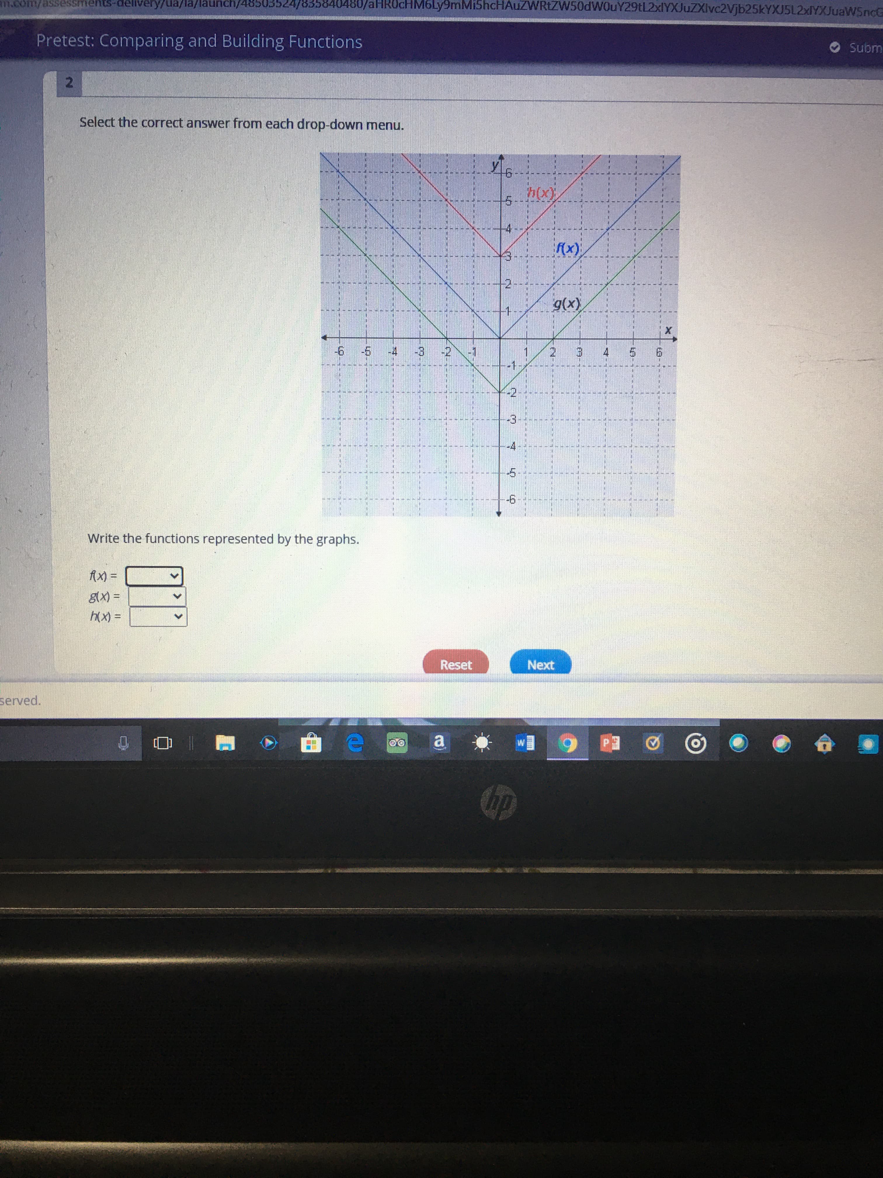 Write the functions represented by the graphs.
