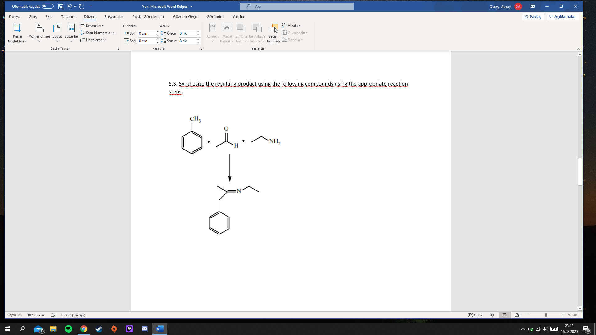 S.3. Synthesize the resulting product using the following compounds using the appropriate reaction
ww w m
www w w
steps.
CH3
*NH,
=N*
