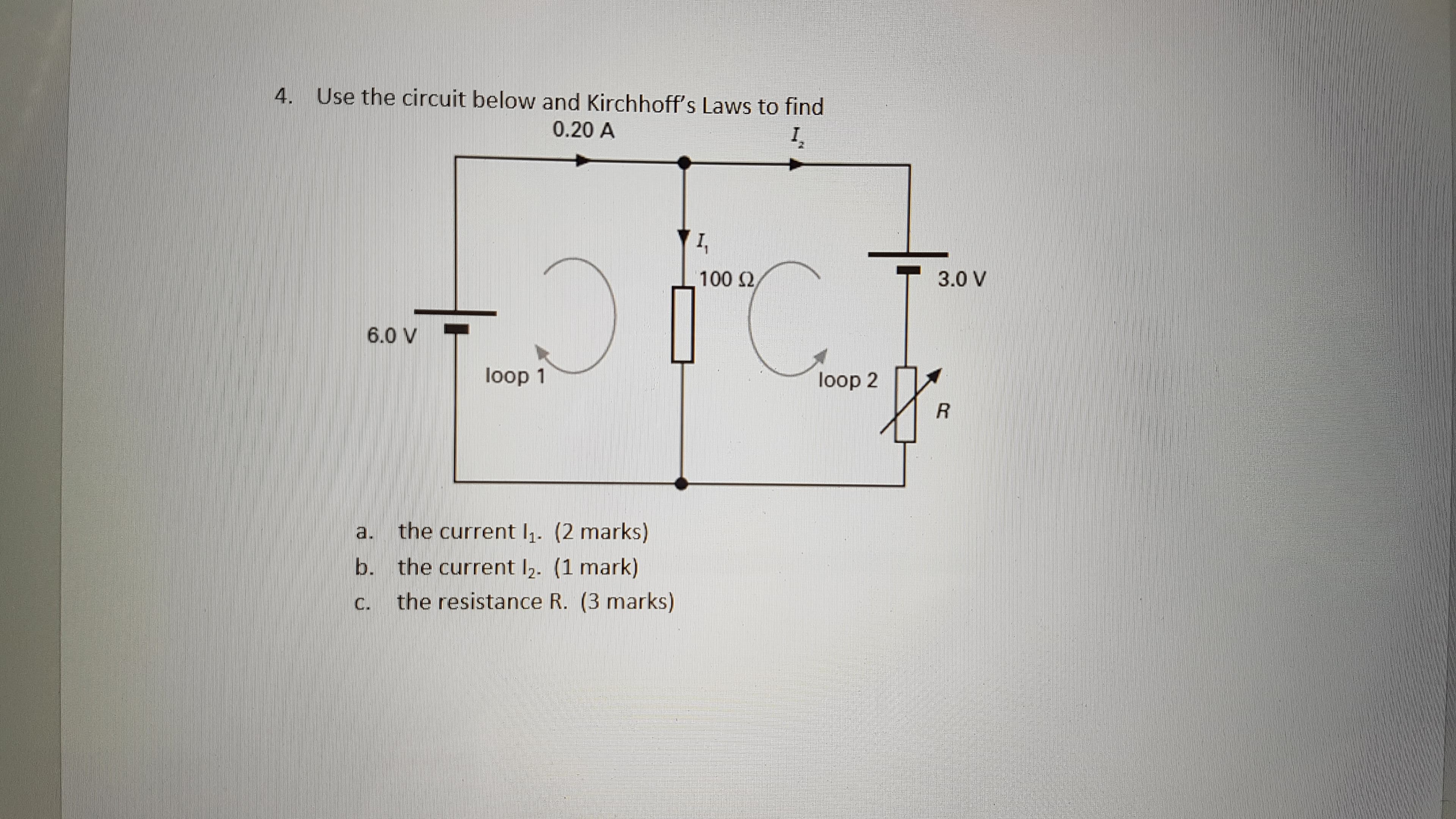 Use the circuit below and Kirchhoff's Laws to find
