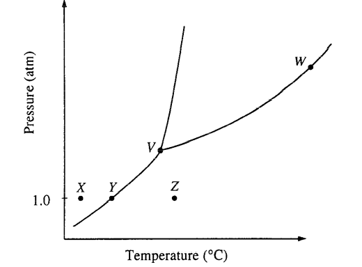 W.
V
X
Y
1.0
Temperature (°C)
Pressure (atm)

