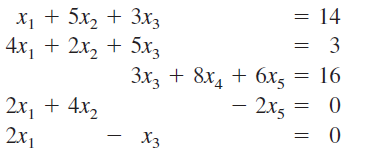 х, + 5x, + 3х;
4x, + 2x, + 5x3
14
3
2х, + 4х,
2x1
3x3 + 8x4 + 6x5
- 2x5
= 0
X3
