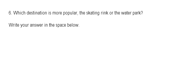 6. Which destination is more popular, the skating rink or the water park?
Write your answer in the space below.

