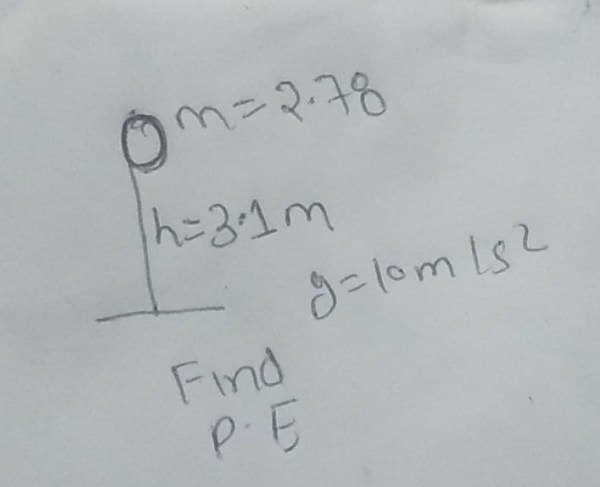0m=2-78
h=31m
Find
P-E
g=10m ls2