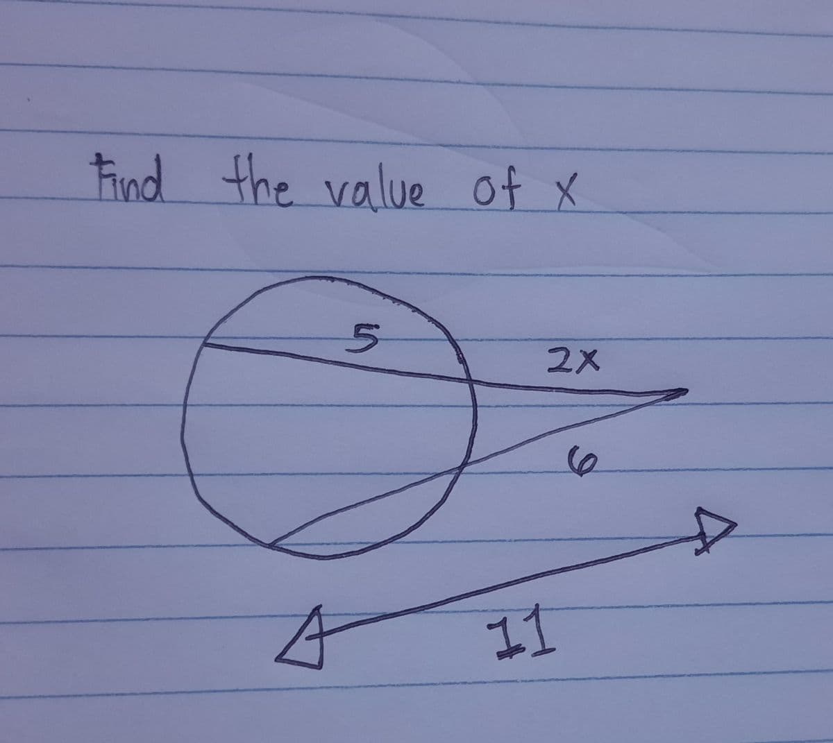 Find the value of x
2X
6)
11
