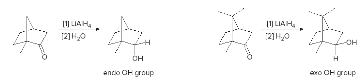 [1] LIAIH4
[1] LIAIH4
[2] H,0
[2] H,0
HO-
ÓH
endo OH group
exo OH group
