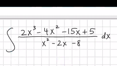2x²- 4x -15x+ 5
dx
2
X- 2x -8
