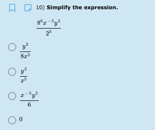 A D 10) Simplify the expression.
23
825
