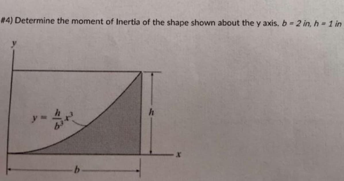 # 4) Determine the moment of Inertia of the shape shown about the y axis. b 2 in, h =1 in
y 3D
b.
