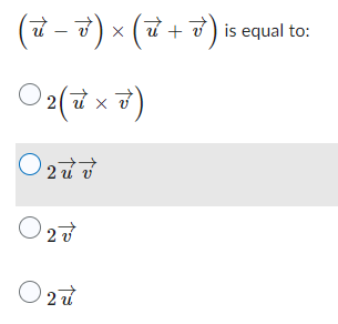 (u -
π – v) × (π + v) is equal to:
O₂(x)
O →→→
2 u v
027
O27