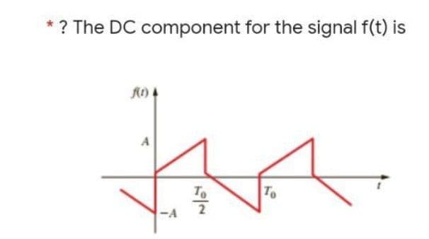 * ? The DC component for the signal f(t) is
A
To
To
-A
