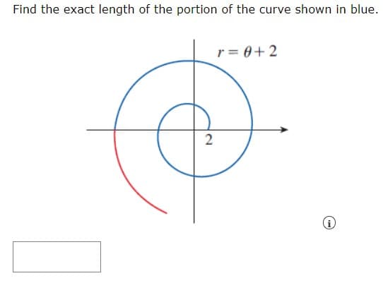 Find the exact length of the portion of the curve shown in blue.
r = 0+ 2
2
