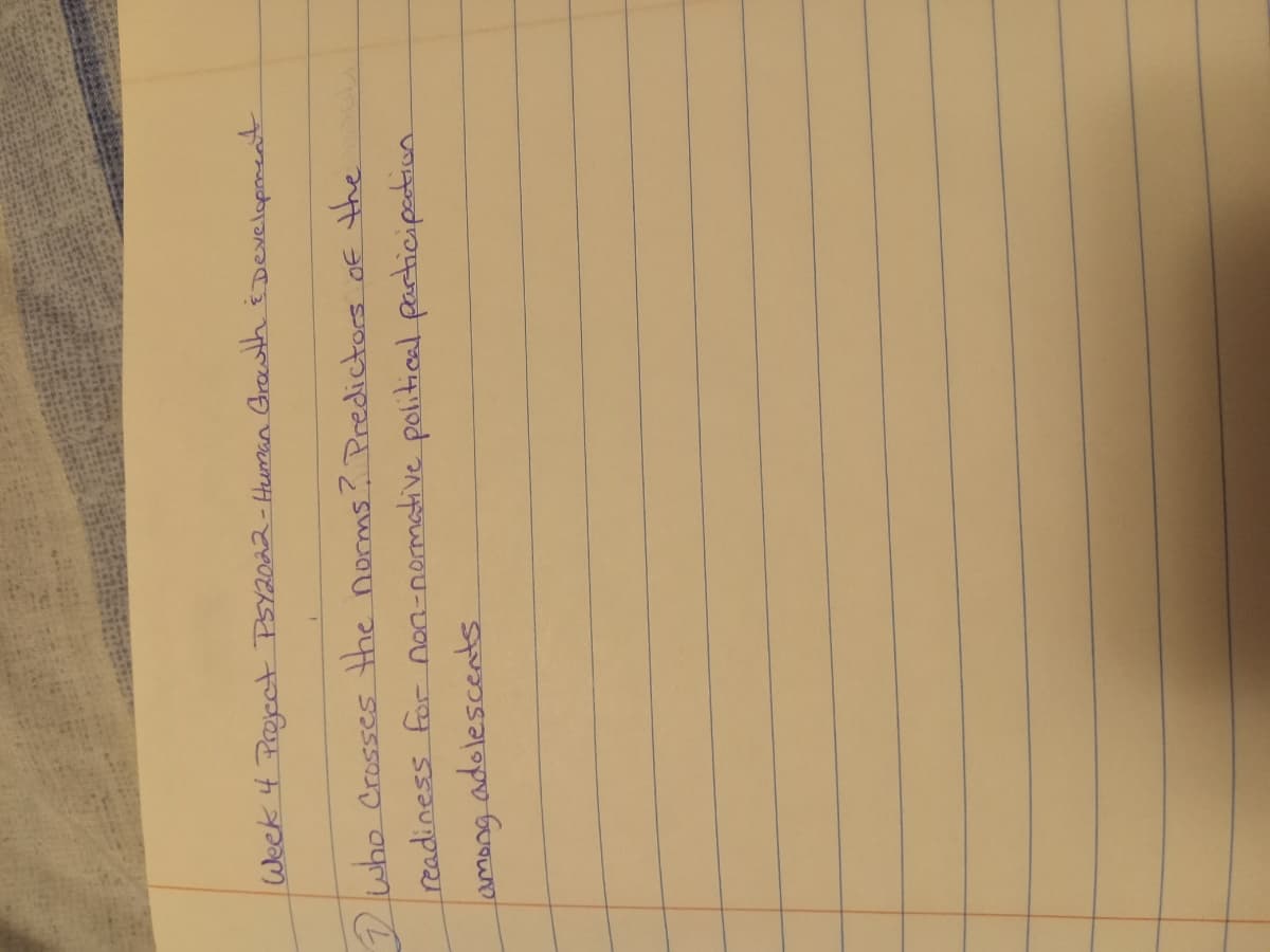 Week 4 Project PSY2022 - Human Growth & Development
7 who crosses the norms? Predictors of the
readiness for non-normative political participation.
among adolescents