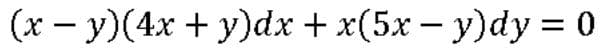 (x – y)(4x + y)dx + x(5x – y)dy = 0
