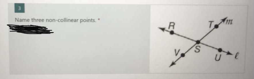 3
Name three non-collinear points.*
T
m
11
S.
