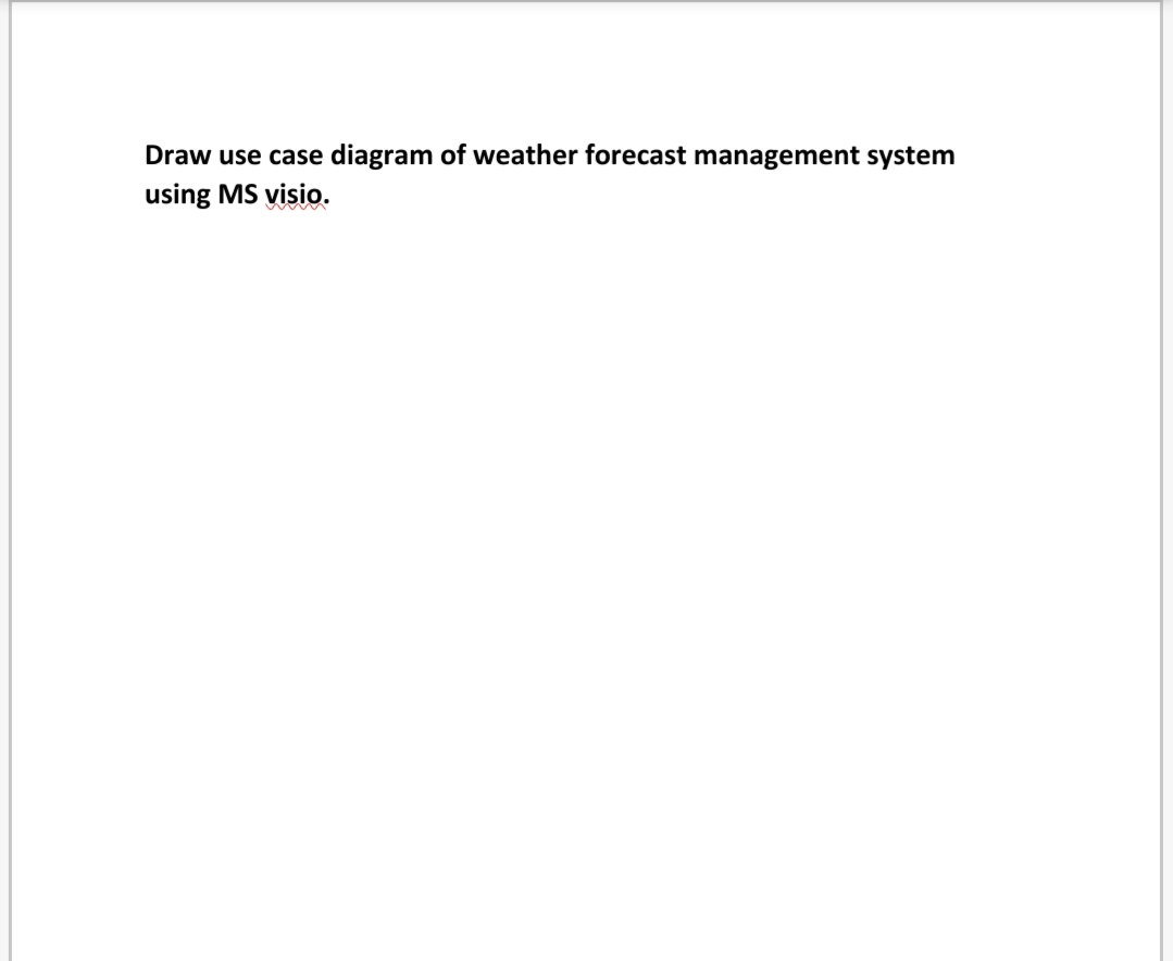 Draw use case diagram of weather forecast management system
using MS visio.
