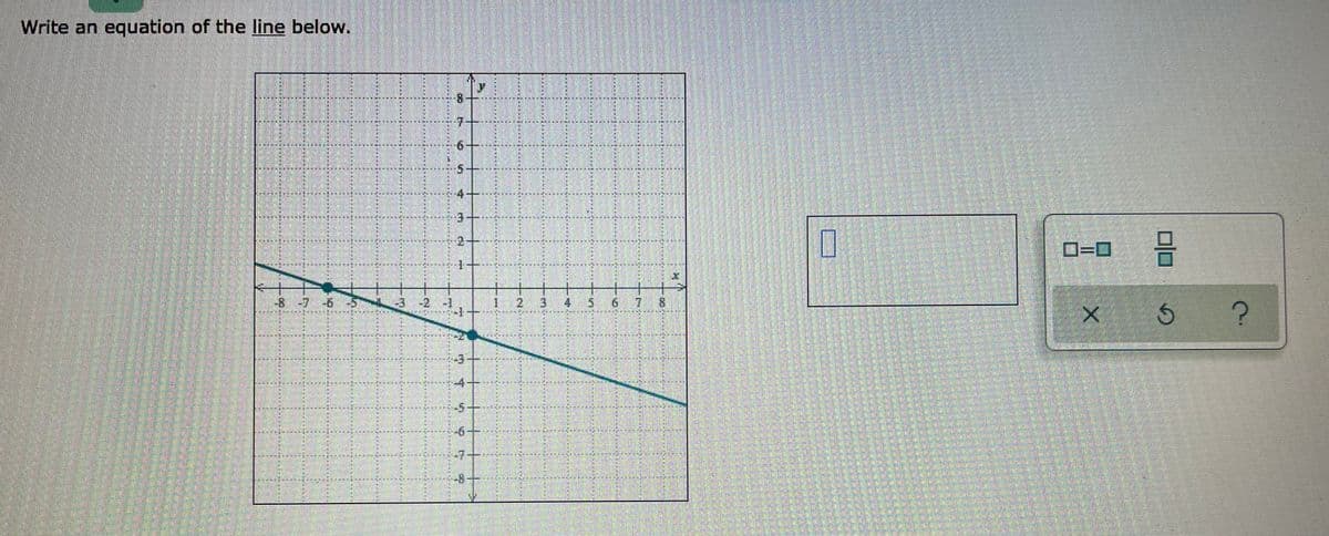 Write an equation of the line below.
34
8.
7.
真
atk aiK K
1.
-8-7
-2
2.
4.
7.
8.
-4
%24
3.
