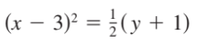 (x – 3)² = }(y + 1)
