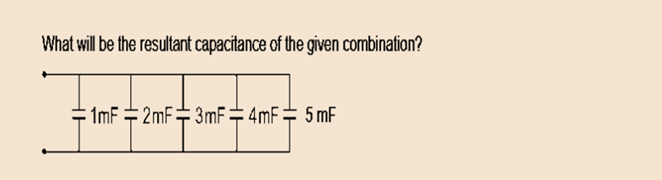 What will be the resultant capacitance of the given combination?
1mF2mF3mF=4mF= 5mF