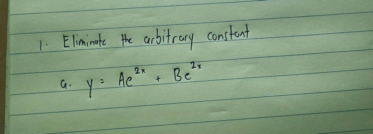 1. Eliminate the arbitrary constant
Ae'
G.
Y
2x
+
2x
Be