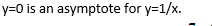 y=0 is an asymptote for y=1/x.
