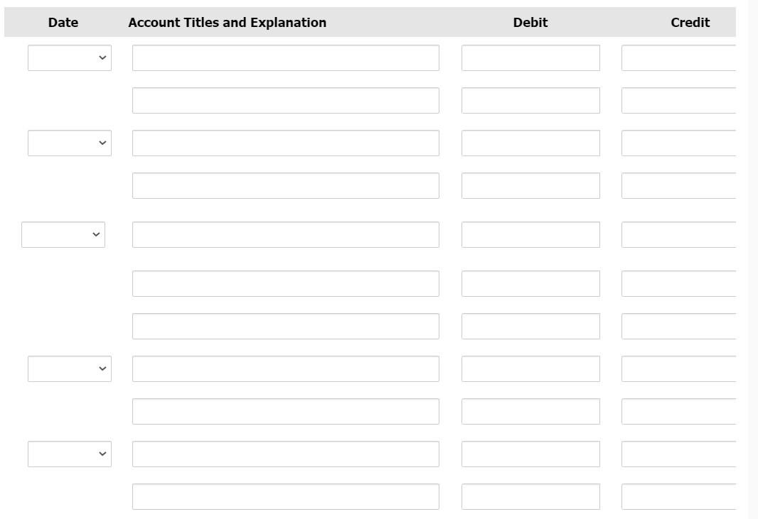 Date
Account Titles and Explanation
Debit
Credit

