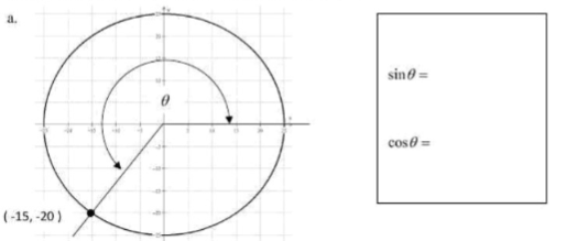 a.
sino =
cos0 =
(-15, -20 )
