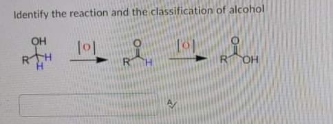 Identify the reaction and the classification of alcohol
OH
R OH
