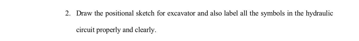 2. Draw the positional sketch for excavator and also label all the symbols in the hydraulic
circuit properly and clearly.
