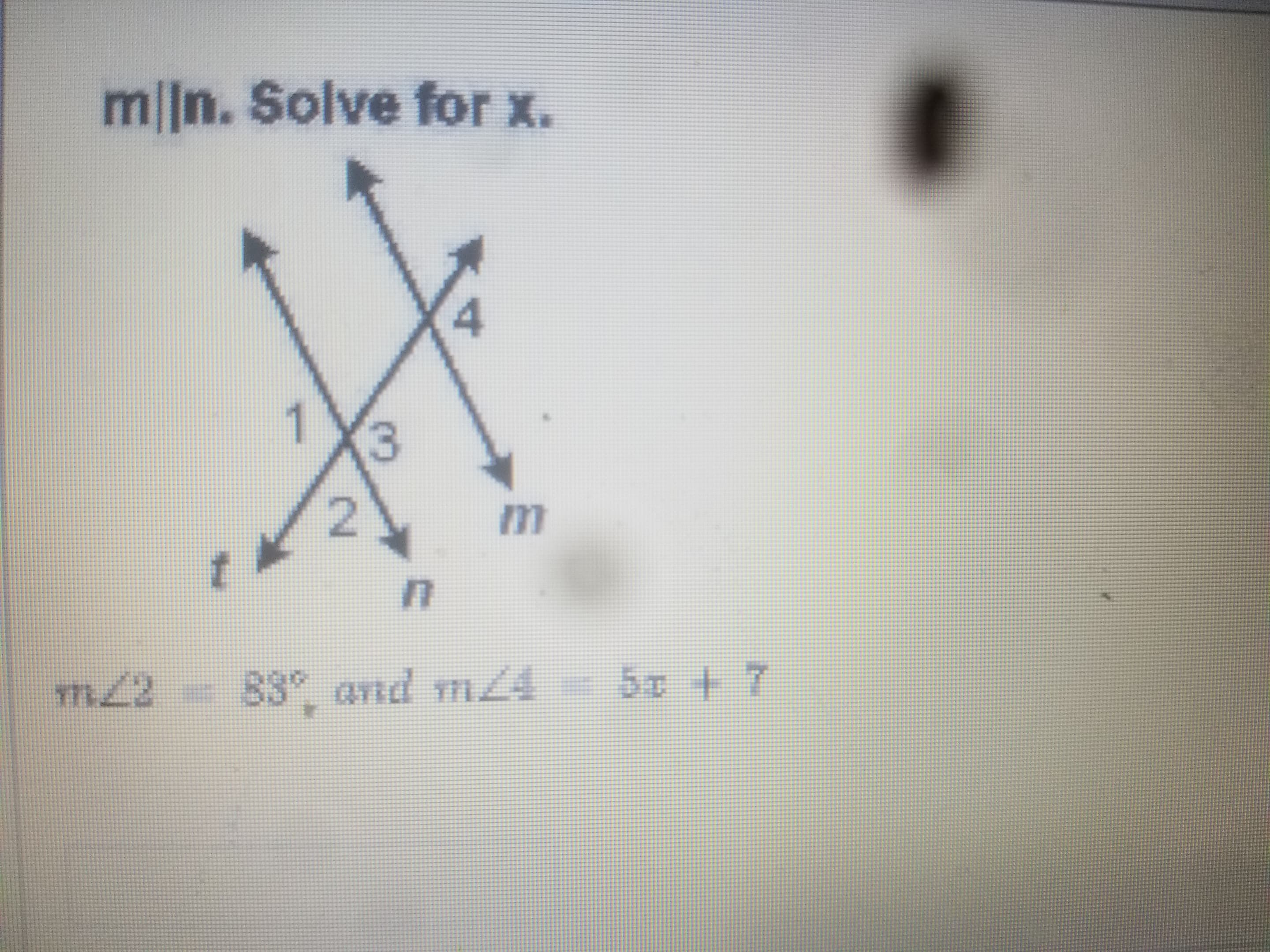 m||n. Solve for x.
4.
1
3.
