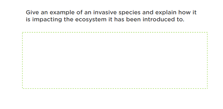 Give an example of an invasive species and explain how it
is impacting the ecosystem it has been introduced to.
