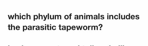 which phylum of animals includes
the parasitic tapeworm?
