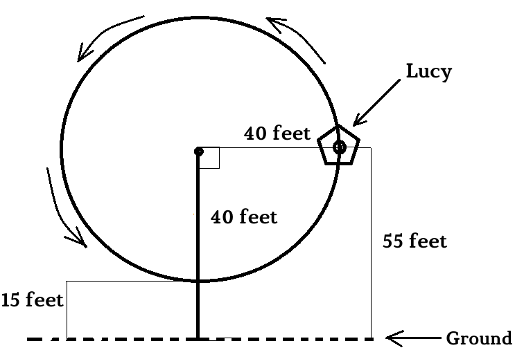 Lucy
40 feet
40 feet
55 feet
15 feet
- Ground
