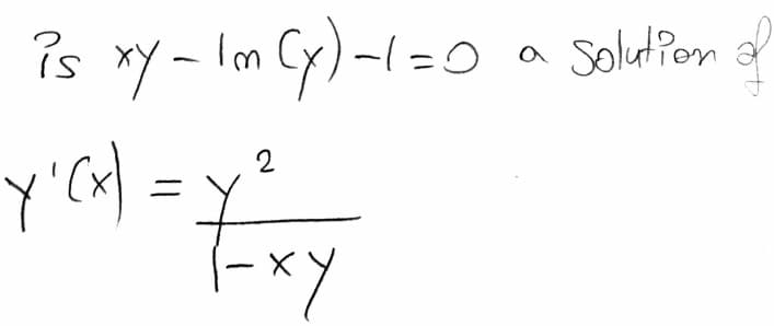 is ry - lan Cy)-l =0 a soletion
Solution
2
%3D
|
