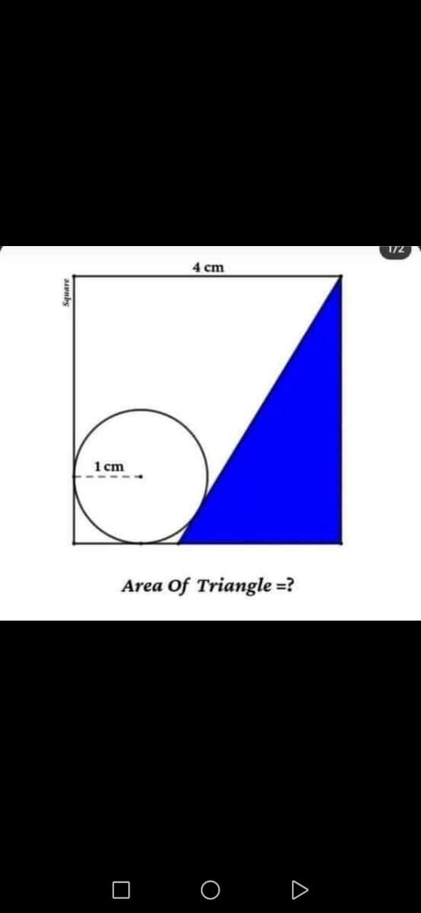 Square
1 cm
4 cm
Area Of Triangle =?
0
O
A
172