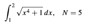 2
x4 +1 dx, N = 5
