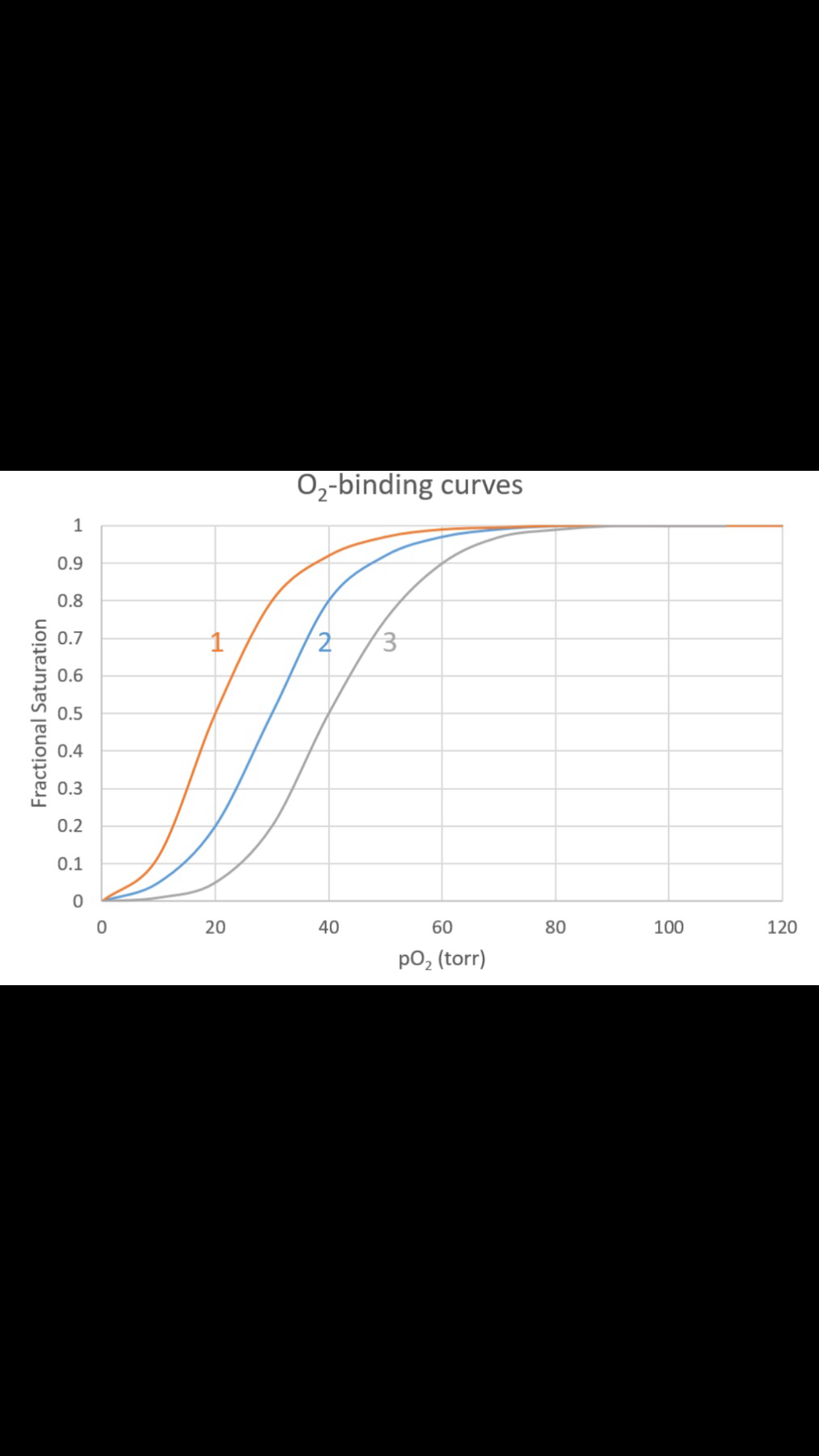O2-binding curves
1
0.9
0.8
2
0.7
3
0.6
0.5
0.4
0.3
0.2
0.1
100
120
20
40
60
80
po2 (torr)
Fractional Saturation
