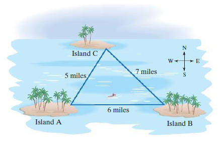 N
Island C
E
7 miles
5 miles
6 miles
Island A
Island B
%24
