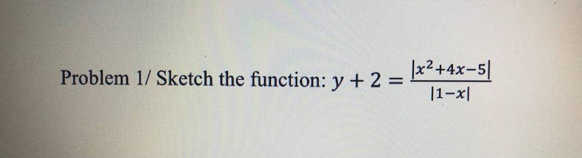 |x²+4x=5|
|1–x|
Problem 1/ Sketch the function: y + 2 =
