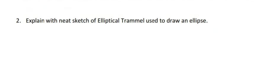 2. Explain with neat sketch of Elliptical Trammel used to draw an ellipse.
