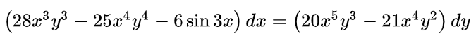 (2823 у — 3D
252*у — 6 sin 3а) dx
(20x°y3 – 21a*y?) dy
4.4
-
-
