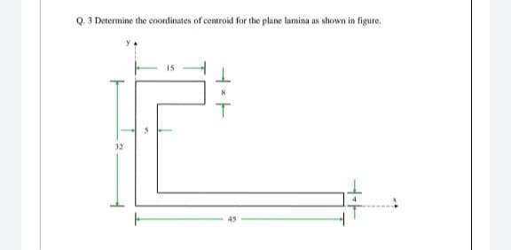 Q. 3 Determine the coordinates of centroid for the plane lamina as shown in figure.
32
45
