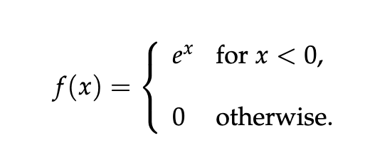 ex for x < 0,
f(x) =
0 otherwise.
