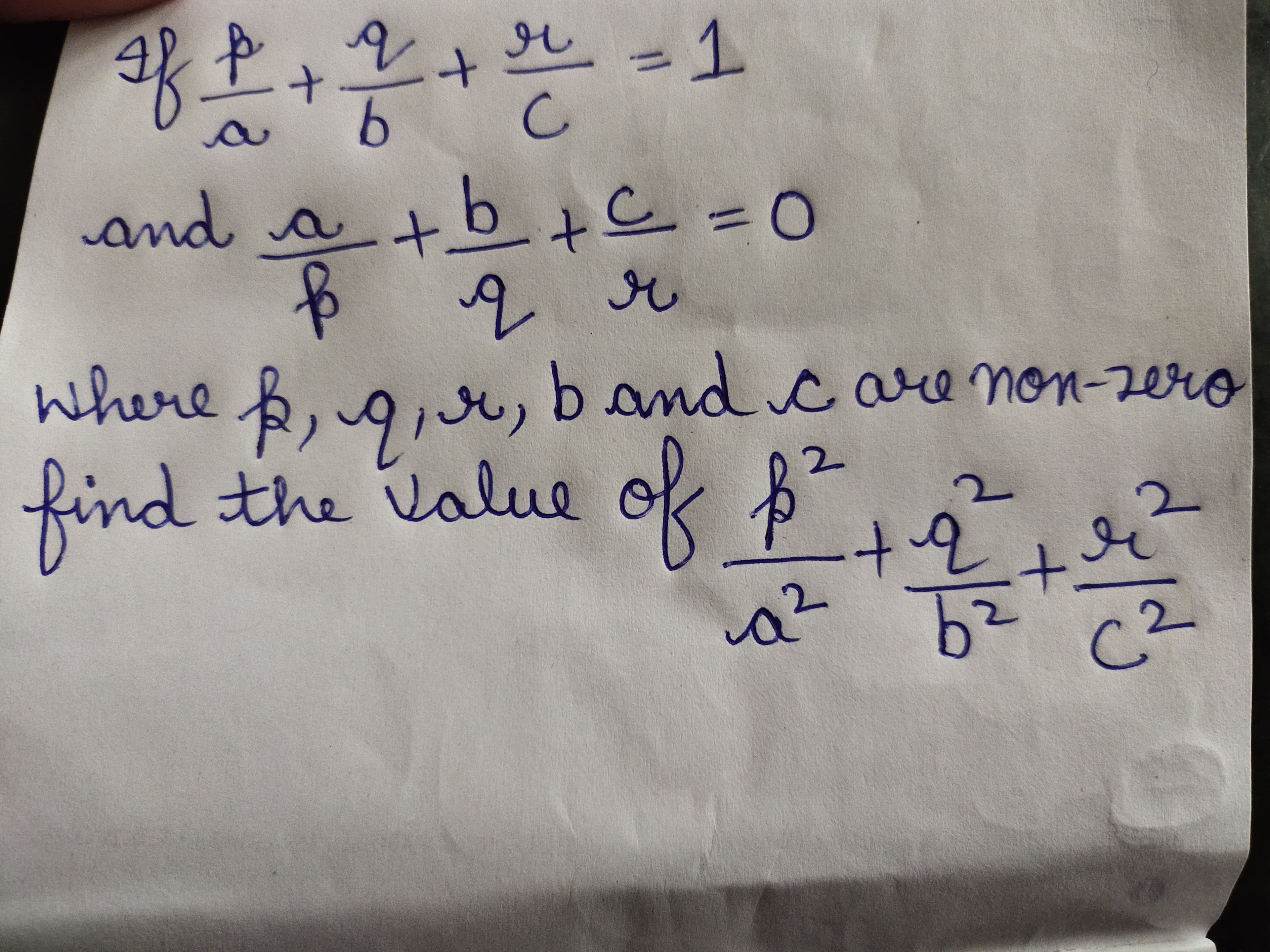 or
+
%3D
C
and atbtc=0
of
Where ,9,sr, band care non-zero
find
the Value ok 82
of*
+
a²

