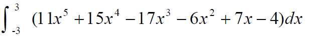 3
(1 1x +15x* – 17x – 6x² + 7x – 4)dx
-

