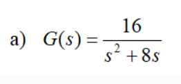 16
a) G(s) =
2
s* +8s
