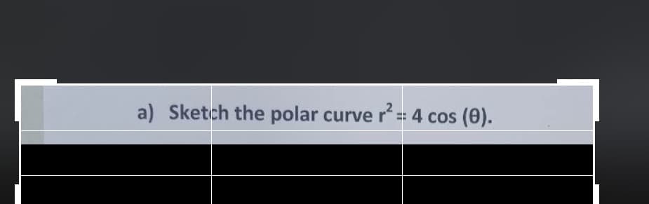 a) Sketch the polar curve r= 4 cos (0).
